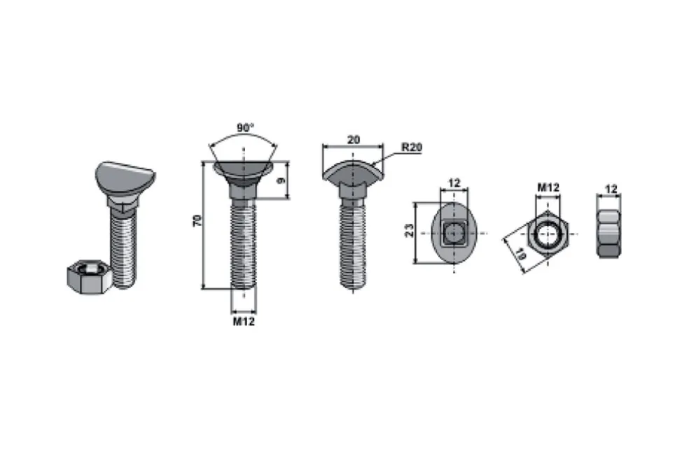 Bolt, 12 x 70