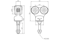 BT1 portrulle, dobbelt (støbegods)