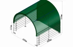 Læskur, 4 x 4 x 3,15 m, med åbne sider