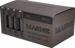 Magne alkaline AA-batterier, 40 stk