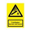 Skilt, trykflasker fjernes ved brand